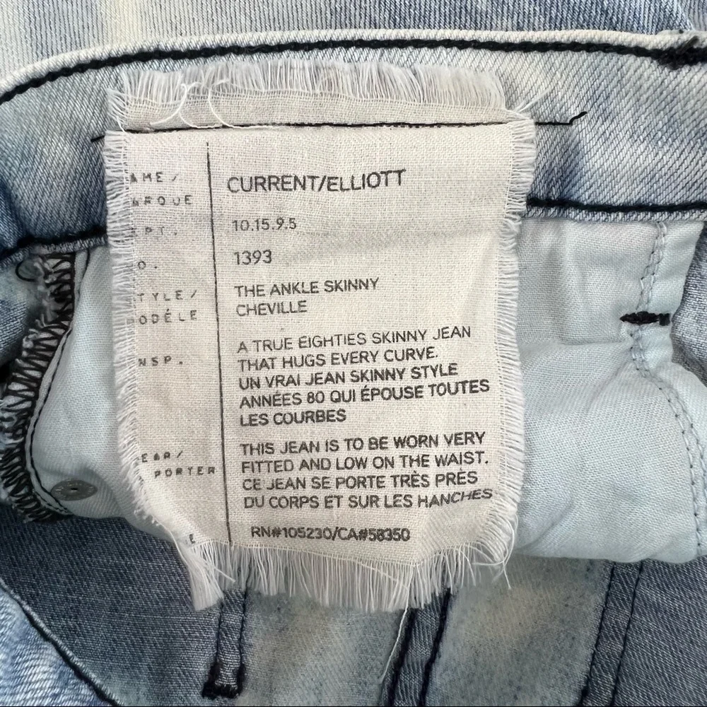Current/Elliot The Ankle Skinny Cheville City Bleach Destroy Jeans Size 26 - Picture 16 of 16